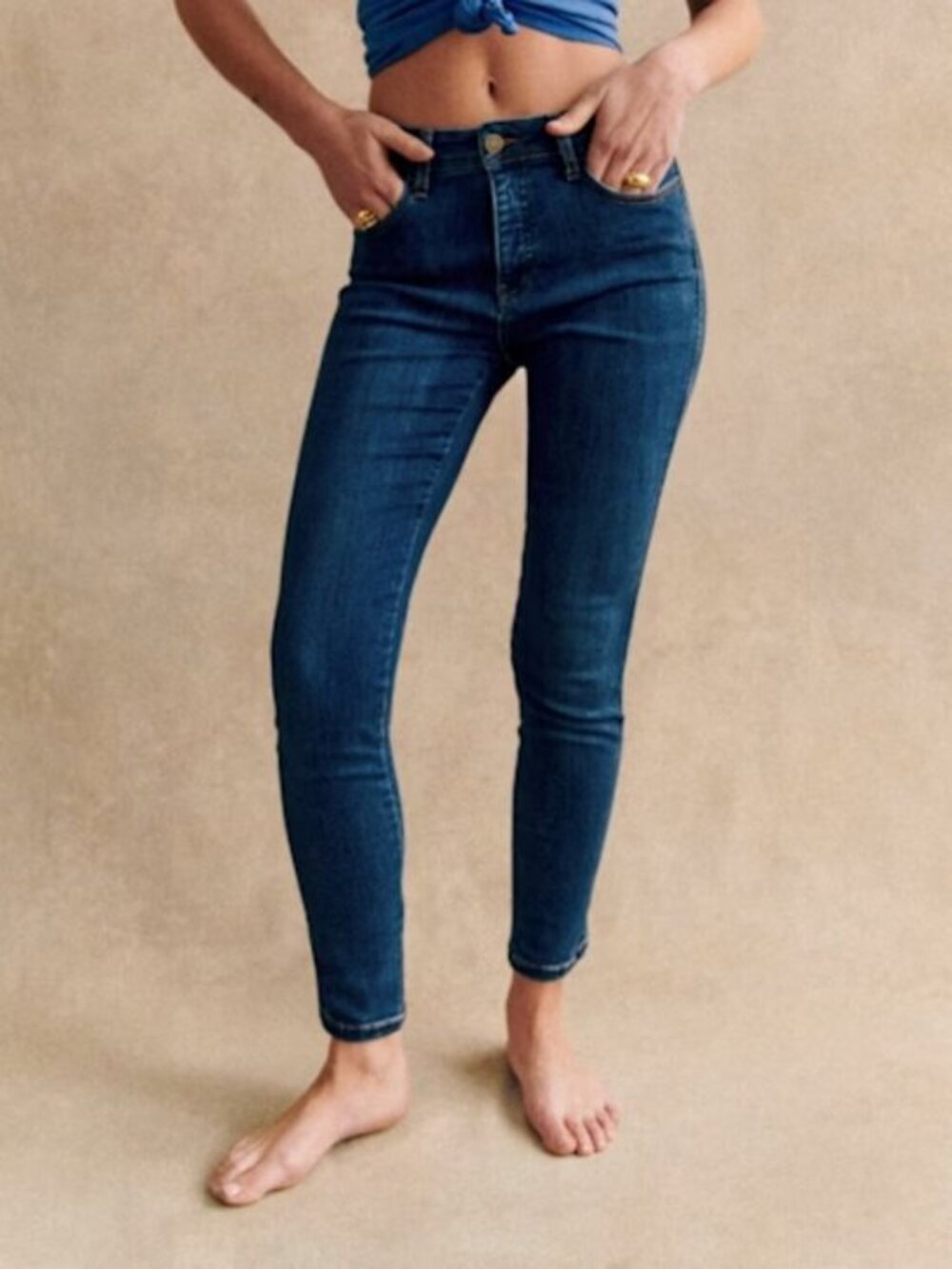 Sezane Slim Parfait Jeans in Denim Blue Size 25